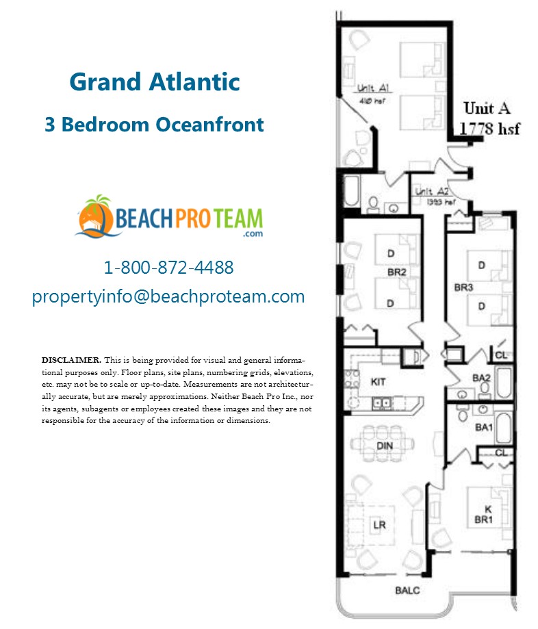 Grand Atlantic Floor Plan A - 3 Bedroom Oceanfront